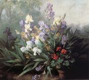 Barbara Bodichon Landscape with Irises painting